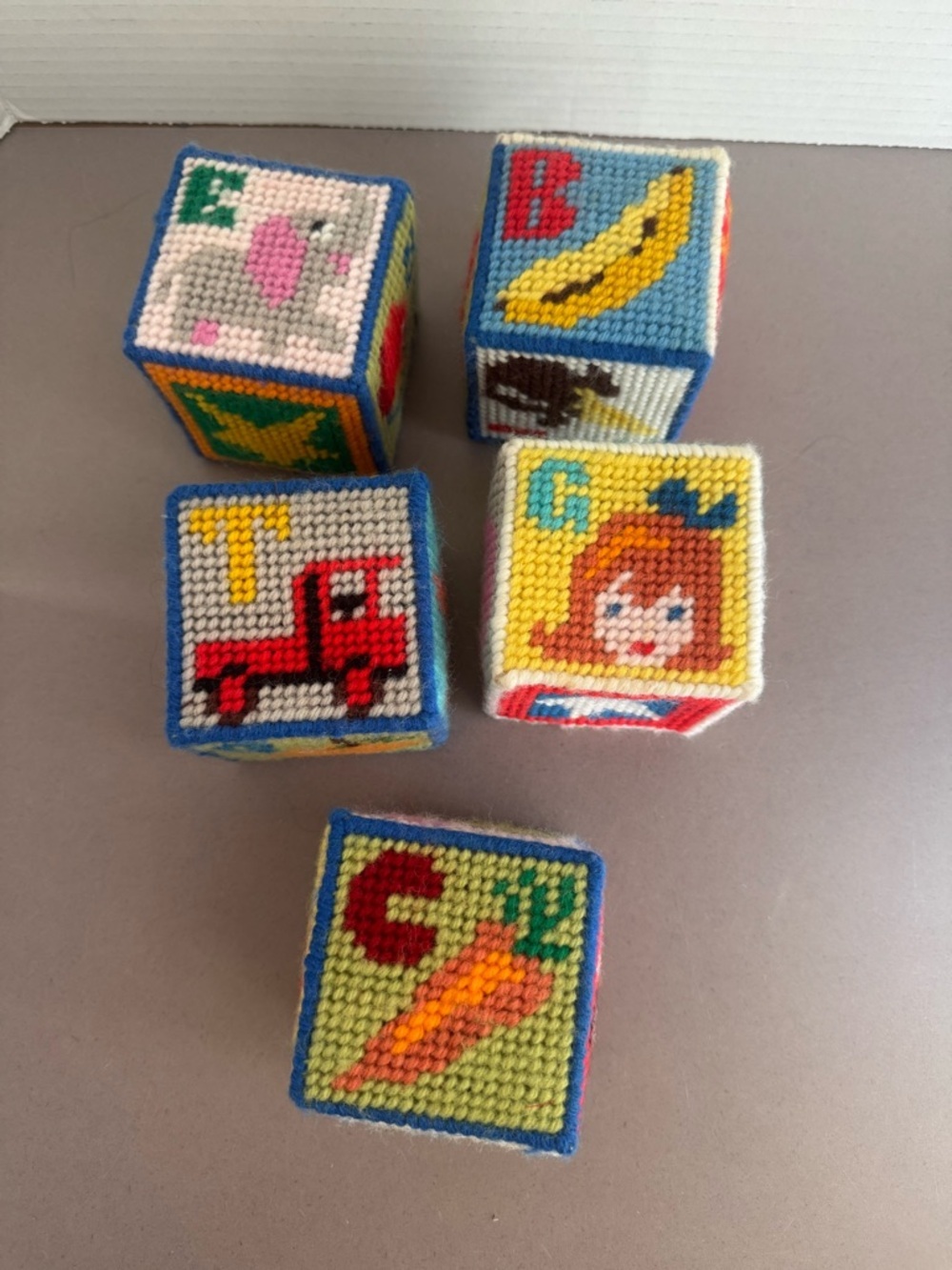 Vintage Handmade Kids Alphabet Plush Blocks - Multi-Color